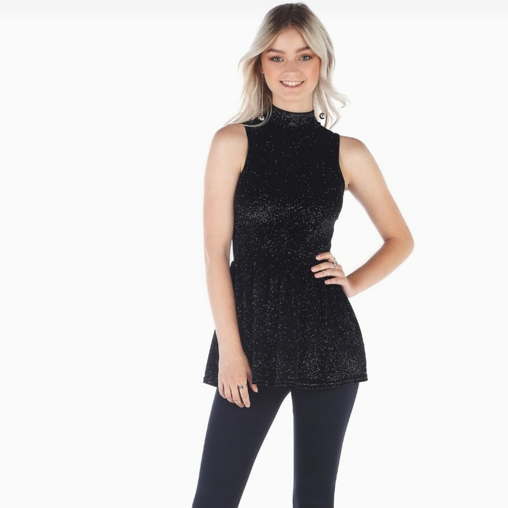 Blackmilk Glitter Velvet High Neck Top